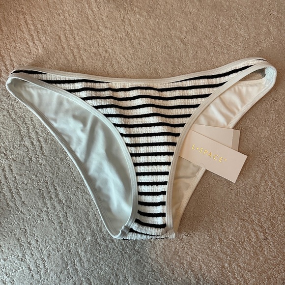 L*Space Suzi black and white Striped Bikini Bottom - Picture 1 of 2